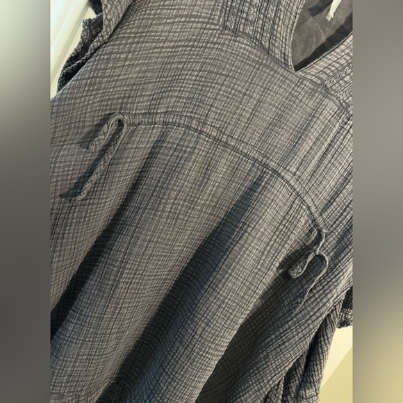 Anthropologie Black Distressed Ruffle Cinch Tunic Mini Dress Womens Size Small M - Picture 5 of 10